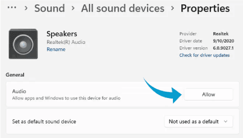 تمكين جهاز الصوت في Windows 11