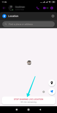 إيقاف مشاركة الموقع الجغرافي المباشر