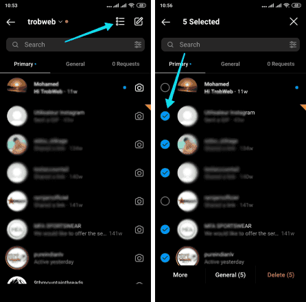 حذف جميع رسائل إنستقرام دفعة واحدة