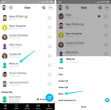 حذف صديق من حسابك Snapchat