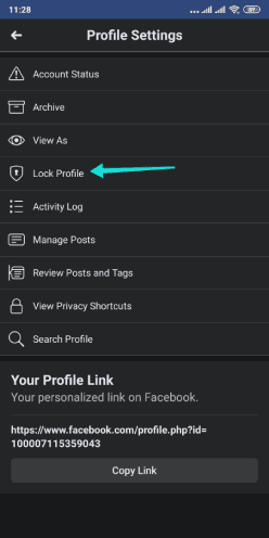 قفل الملف الشخصي في فيسبوك