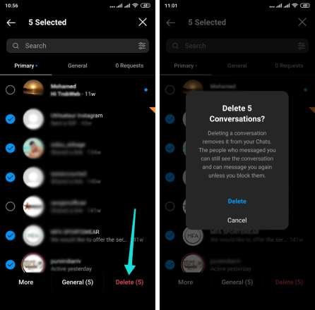 كيفية حذف محادثات إنستقرام دفعة واحدة