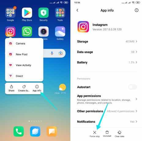 فرض إيقاف تطبيق Instagram