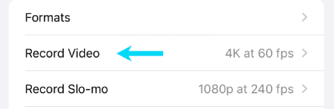 اختيار تسجيل الفيديو على الايفون