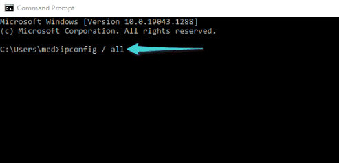 إيجاد عنوان Mac من خلال موجه الأوامر