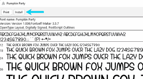 تثبيت الخط على Windows 11