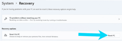 إعادة تعيين الكمبيوتر