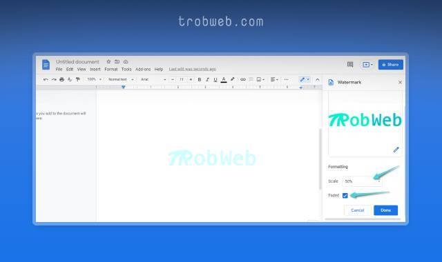 إضافة العلامة المائية في Google Docs