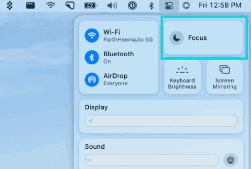 تمكين Focus Mode من مركز التحكم