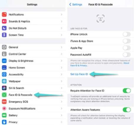 تمكين Face ID على الايفون