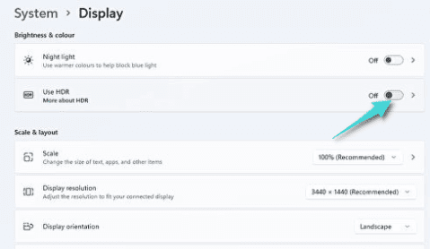 تمكين HDR من الإعدادات على Windows 11