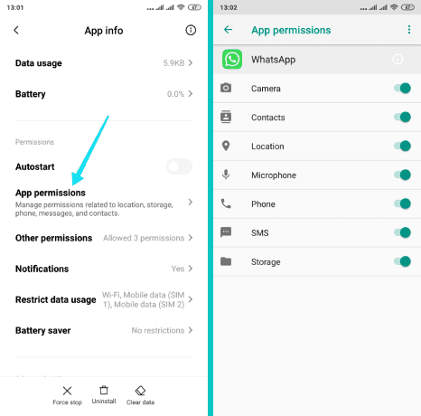 إعطاء صلاحيات إجراء المكالمات لتطبيق واتس اب