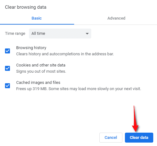 مسح ذاكرة التخزين المؤقت في Google Chrome