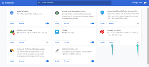 تعطيل الإضافات على Chrome