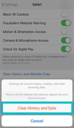 مسح سجل البحث في الايفون