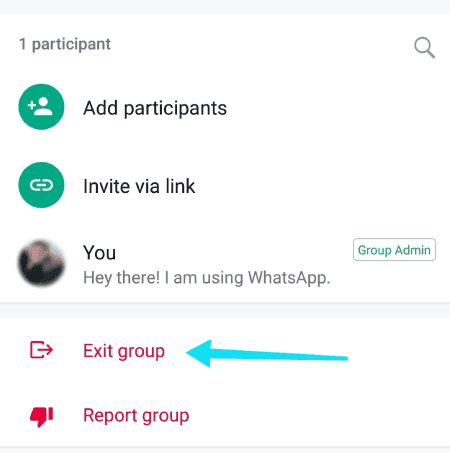الخروج من مجموعة Whatsapp
