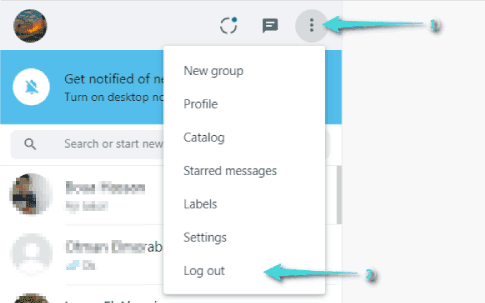 تسجيل خروج واتس اب ويب