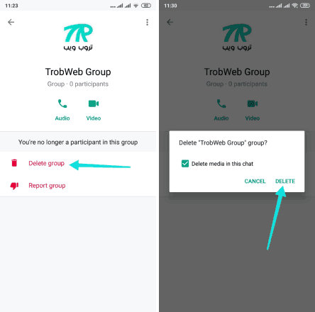 حذف مجموعة Whatapp