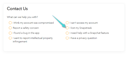 الاتصال بدعم سناب شات من أجل ارجاع الستريك