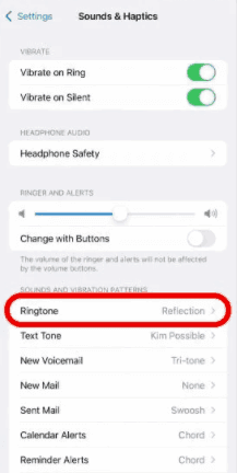 إعدادات نغمة الرنين في الايفون