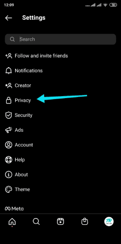 خصوصية حسابك انستقرام