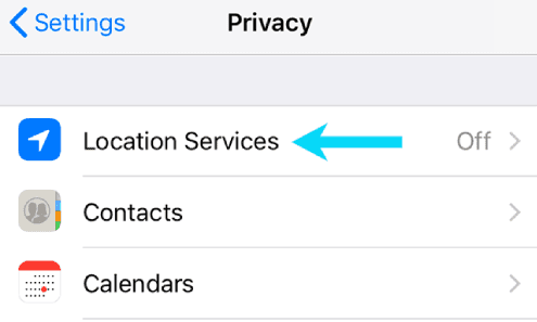 إعدادات خدمات الموقع على IOS
