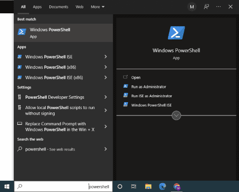 فتح PowerShell على الكمبيوتر