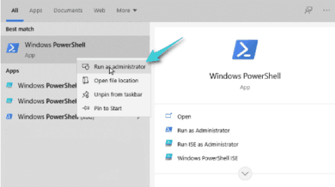تشغيل Windows PowerShell كمسؤول