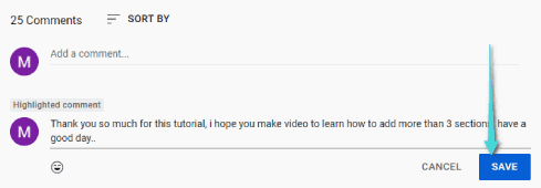 حفظ التعليق بعد تعديله على اليوتيوب
