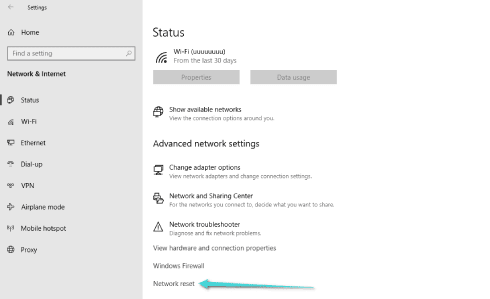 إعادة تعيين إعدادات الشبكة على الويندوز