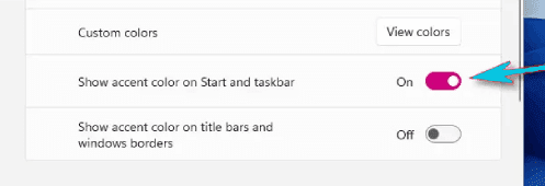تمكين إظهار لون التمييز على البدأ وشريط المهام على ويندوز 11