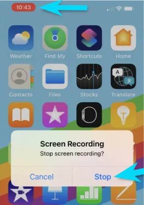 إيقاف تسجيل شاشة الايفون 13