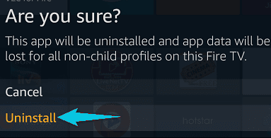 إلغاء تثبيت تطبيق في Amazon Fire TV