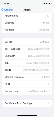 معرفة رقم IMEI الخاص بالايفون