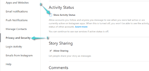 إخفاء متصل الآن في إنستقرام