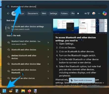 فتح نافذة الأجهزة والطابعات عبر الإعدادات في ويندوز 11