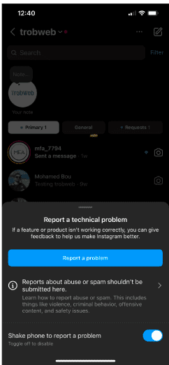 تواصل مع دعم إنستقرام