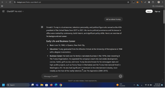 نتائج محرك البحث ChatGPT