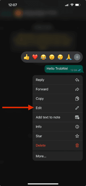 كيفية تعديل الرسالة بعد الإرسال على واتس اب
